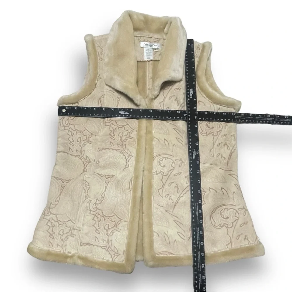 Coldwater Creek Faux Suede Vest Size Small Light Beige